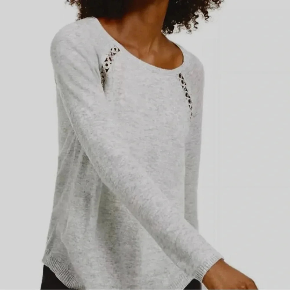 INC International Concepts Sweater Womens Peekaboo Grommet Gray Size XS‎ Casual